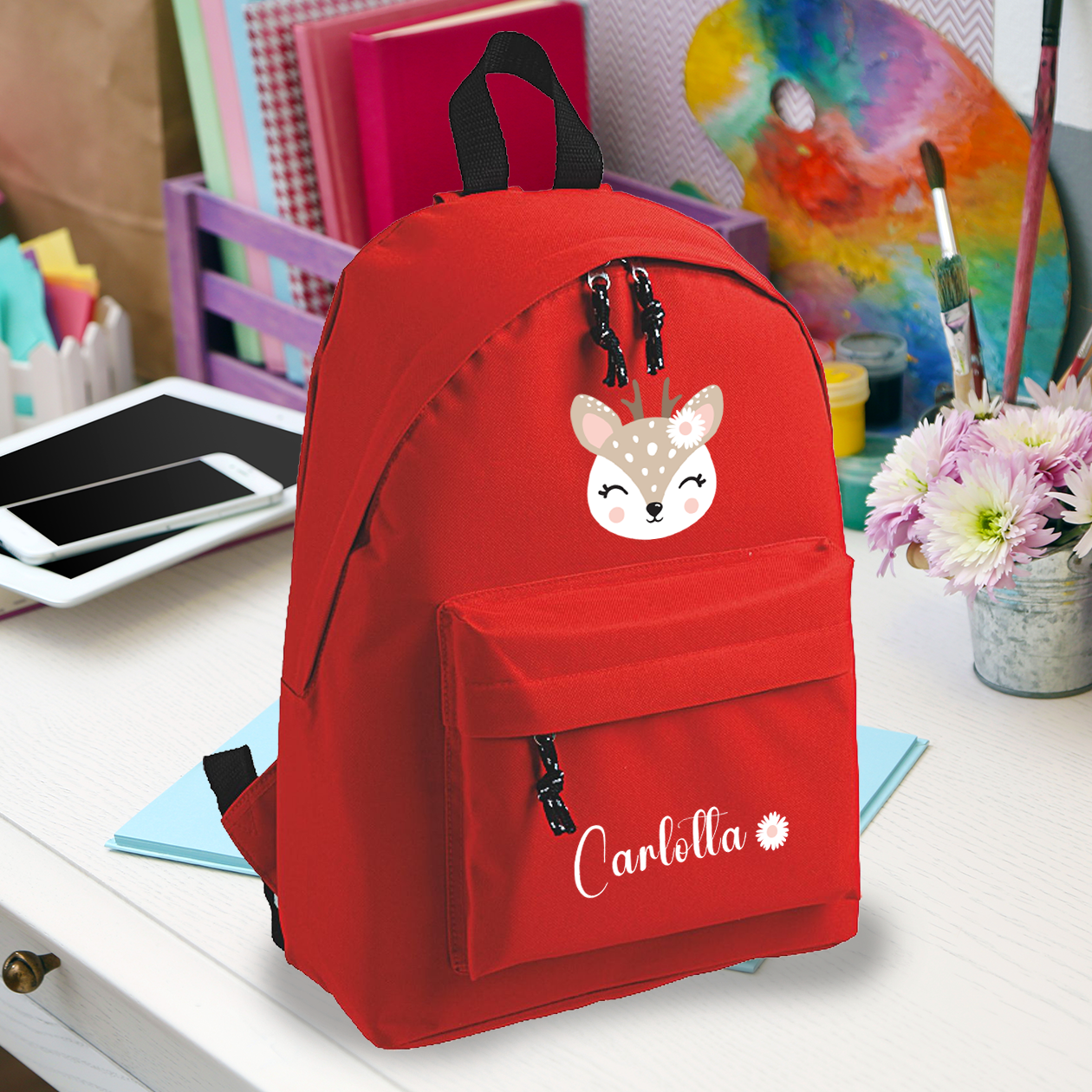 Cervo - zaino scuola - personalizzato con nome