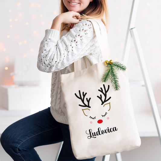 Renna - Shopper In Cotone - personalizzata con nome