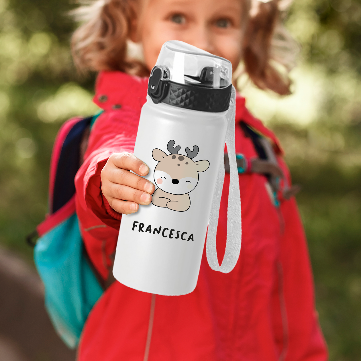 Renna - Borraccia termica da 550 ml - personalizzata con nome
