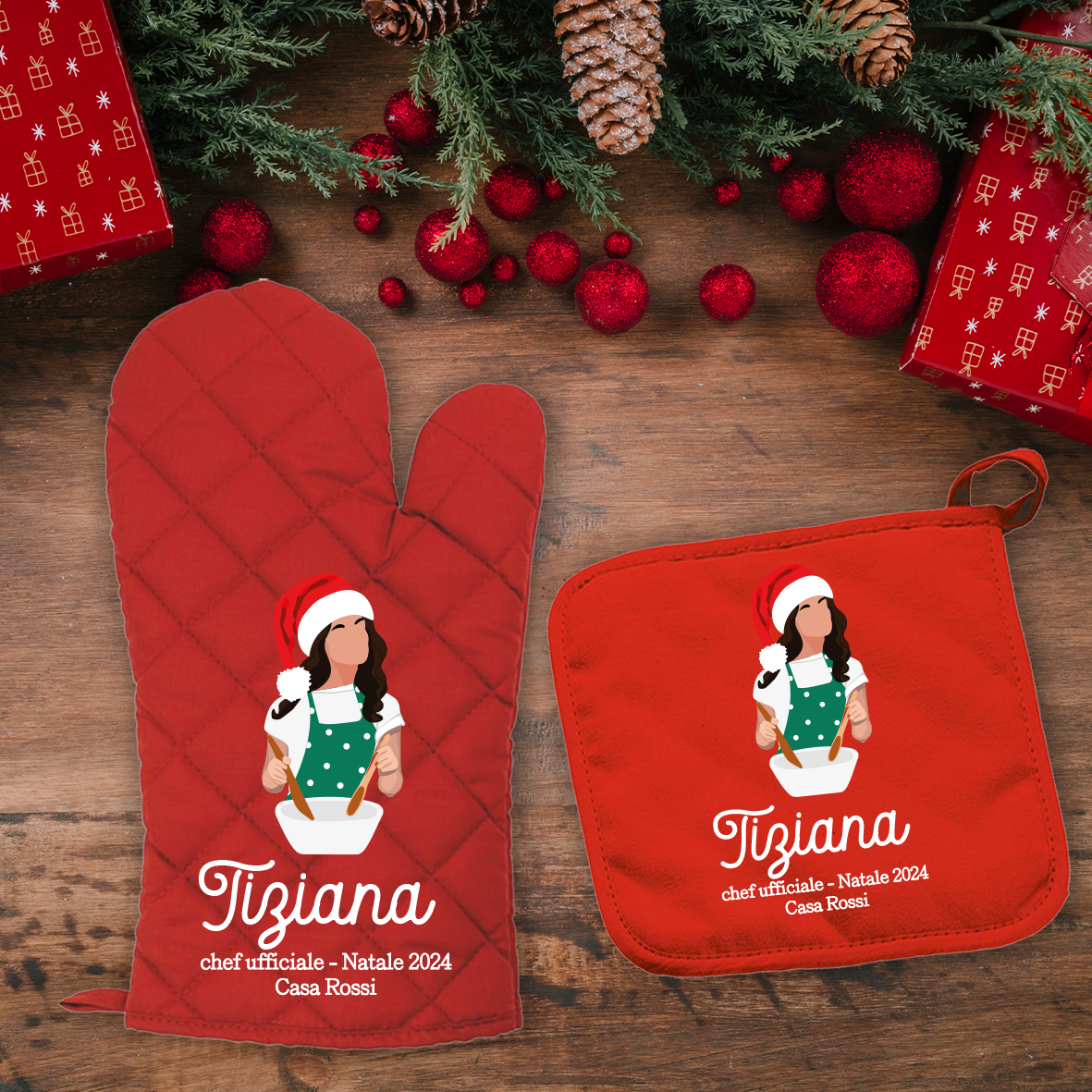 Chef ufficiale - Set da Cucina Guanto e Presina - personalizzato con nome