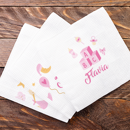 Pink Night - Set 3 pezzi mussole personalizzate con nome
