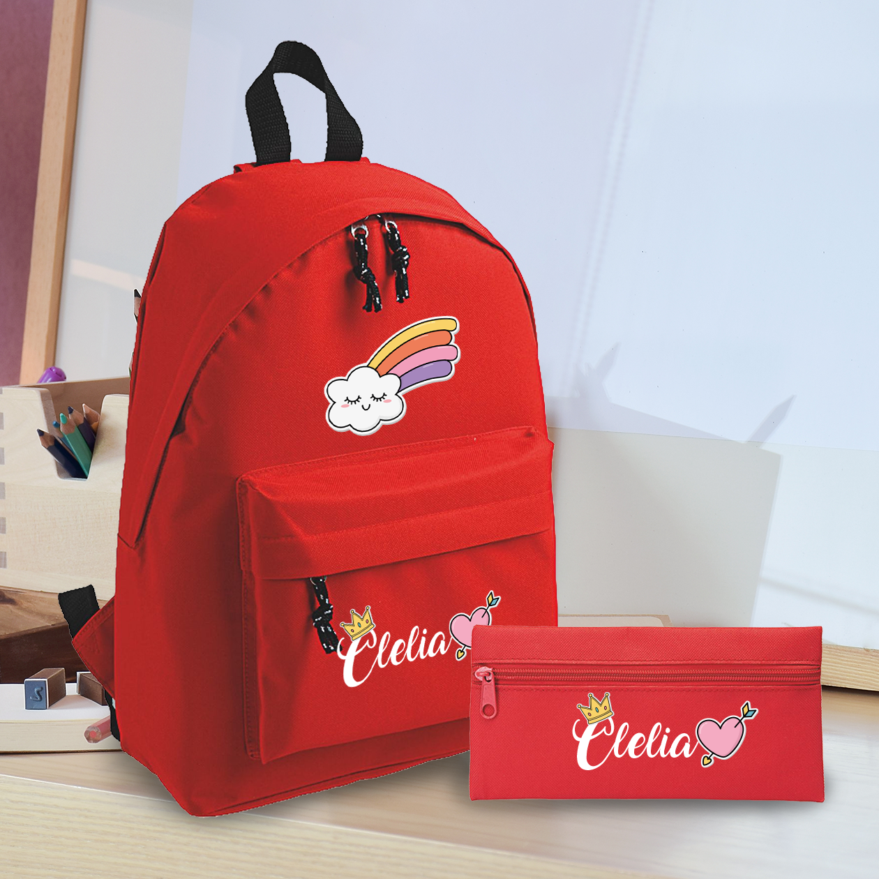 Rainbow Queen - Zaino + Portapenne - personalizzati con nome