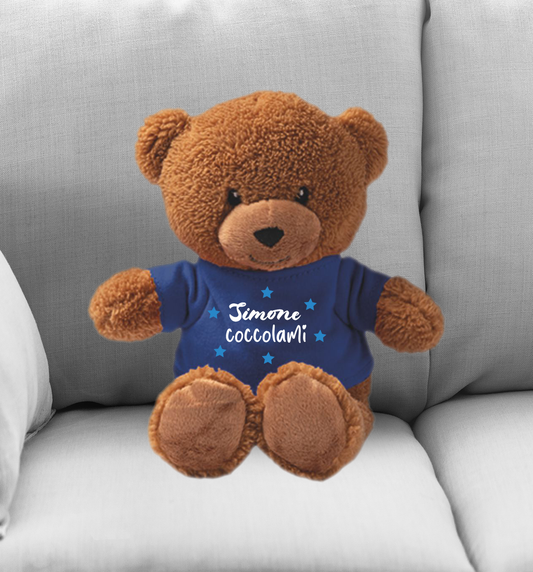 Boy Blue Star - Teddy - Orsacchiotto di Peluche con Maglietta Personalizzata