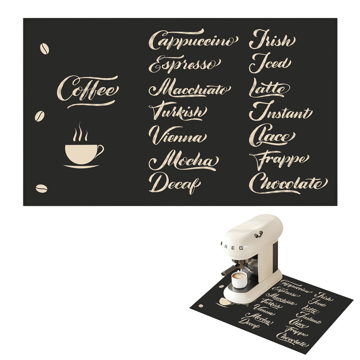 Coffee - Tappetino per Macchina del caffè  con Retro in Gomma Tappeto 30x40cm