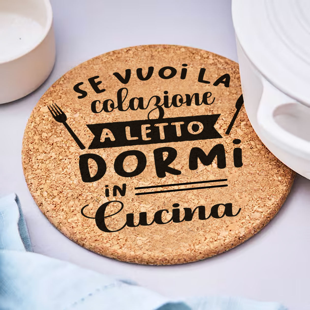 Si chef - Set da 3 pezzi Sottopentola in sughero naturale 19cm