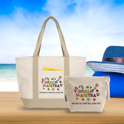 Grazie maestra per aver coltivato bellissimi fiori - borsa mare & Pochette - Combo