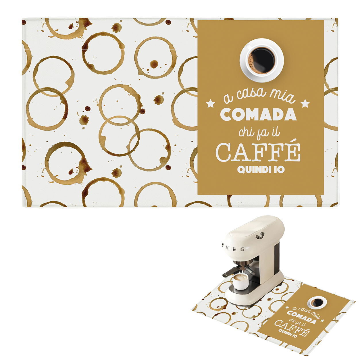 Quindi io - Tappetino per Macchina del caffè  con Retro in Gomma Tappeto 30x40cm