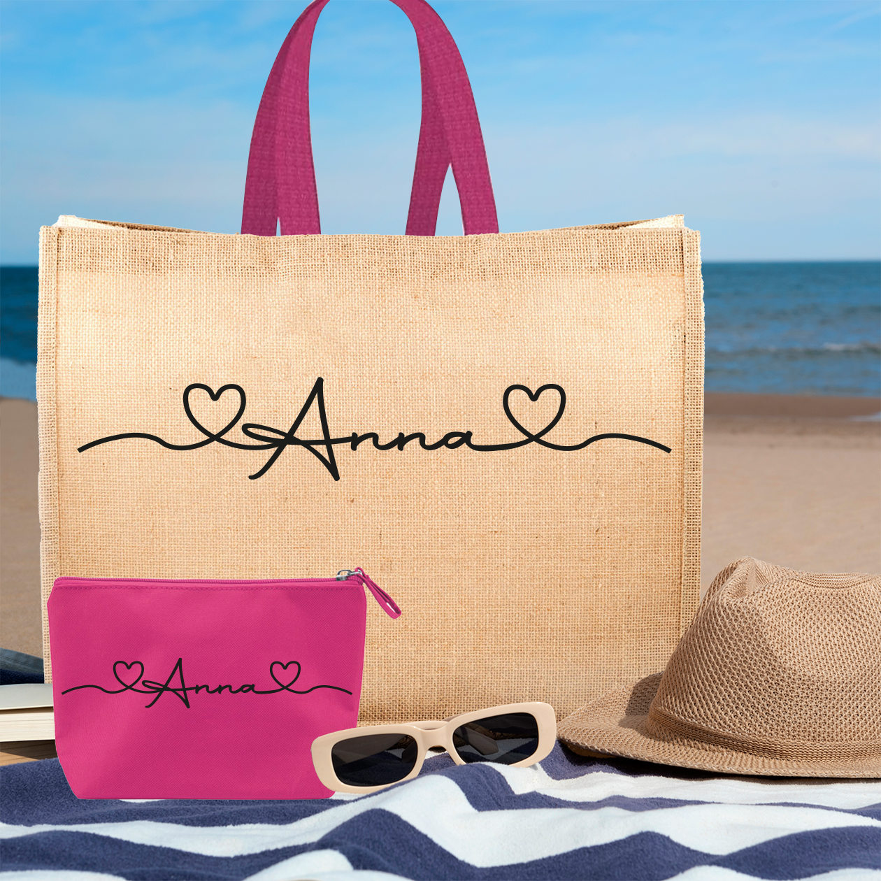 Love Name - Borsa mare & Pochette - Combo - personalizzata con nome