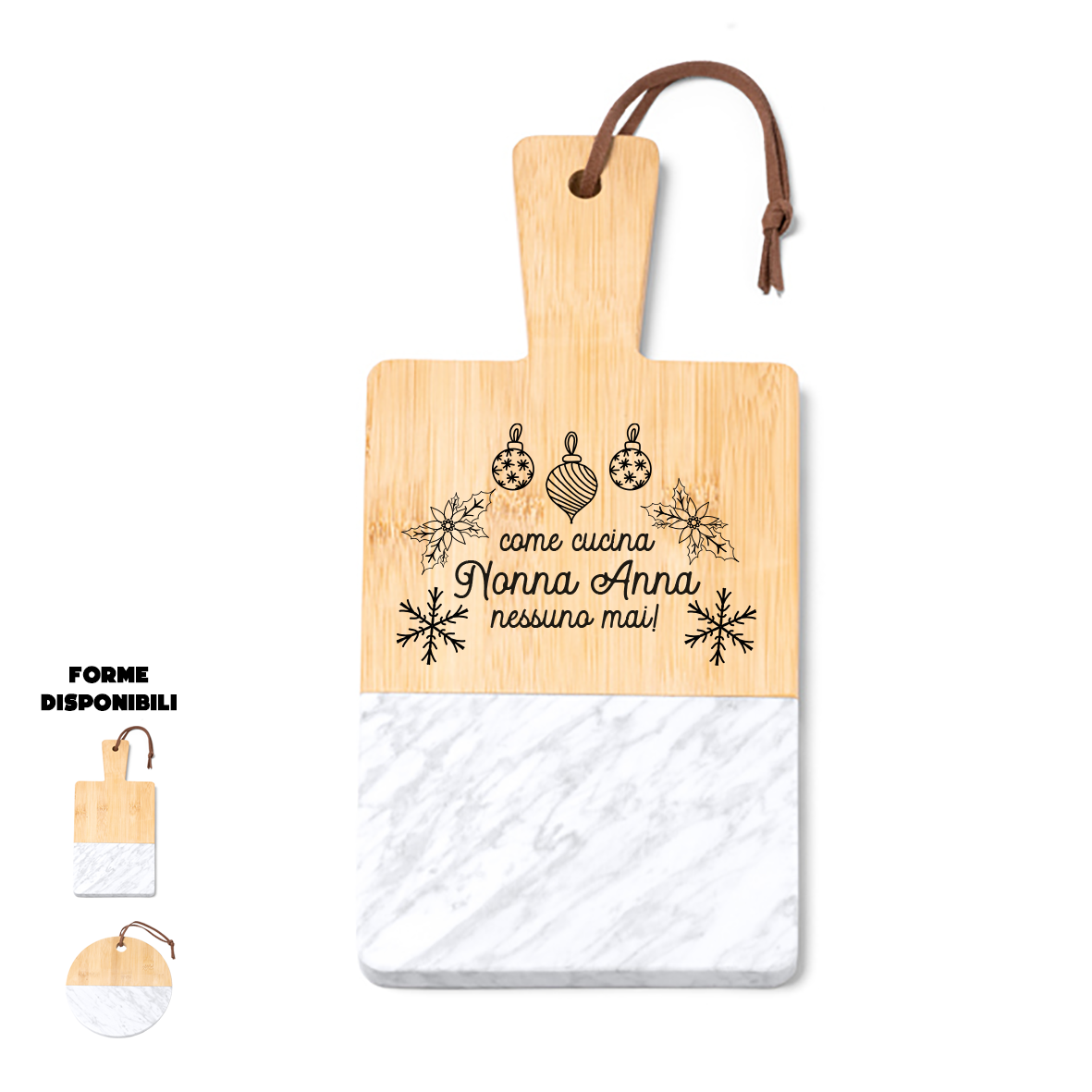 Nonna in cucina - Tagliere in marmo e bamboo naturale - personalizzato con nome