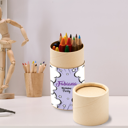 Birthday Party - Set 6 pezzi Da Disegno In Legno personalizzati con nomi