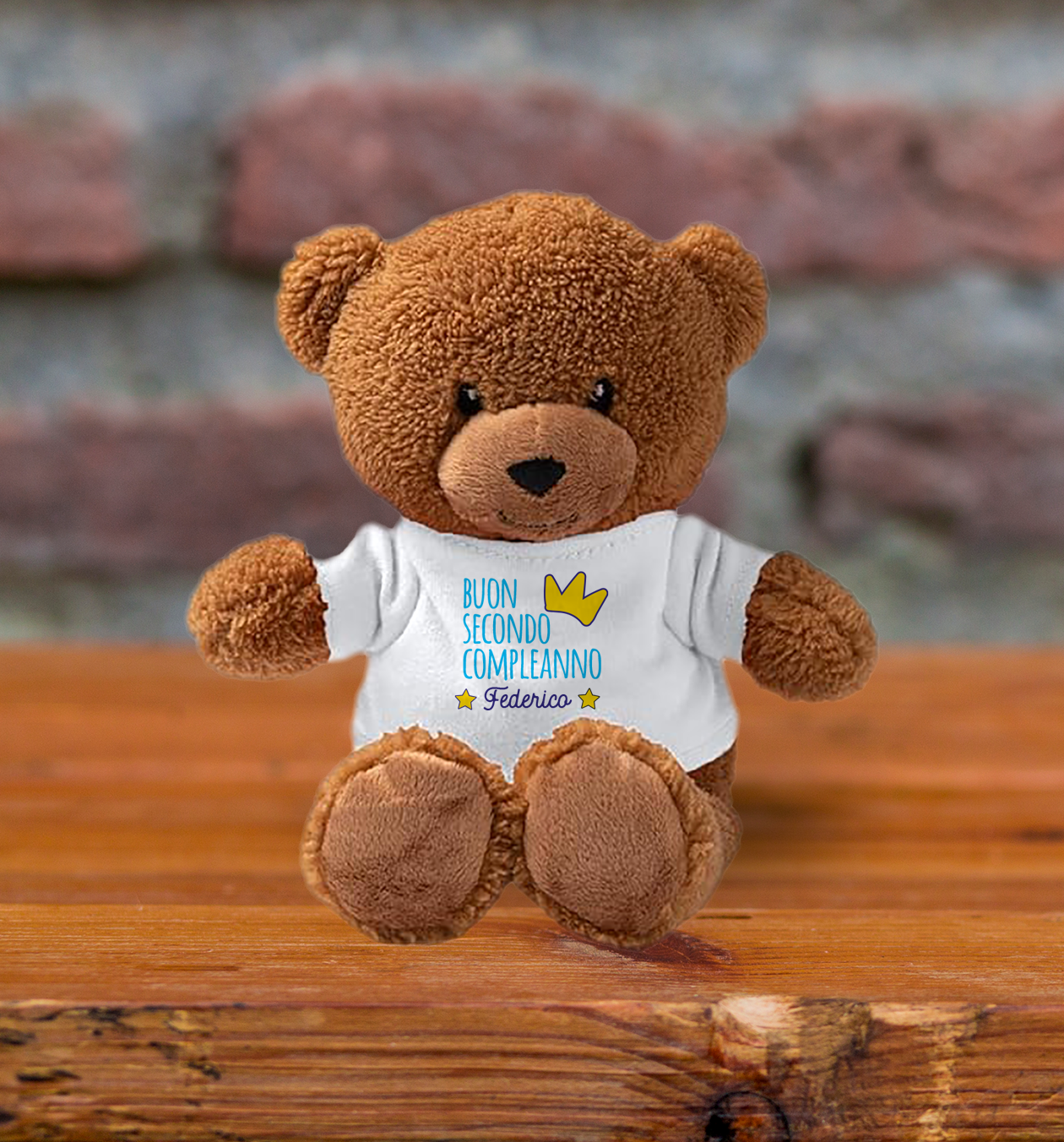 Buon secondo compleanno - Teddy - Orsacchiotto di Peluche con Maglietta Personalizzata