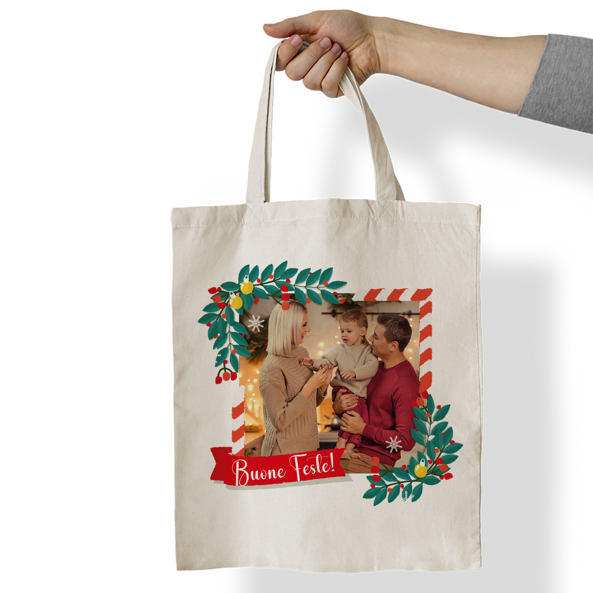 Buone feste - Shopper In Cotone - personalizzata con foto