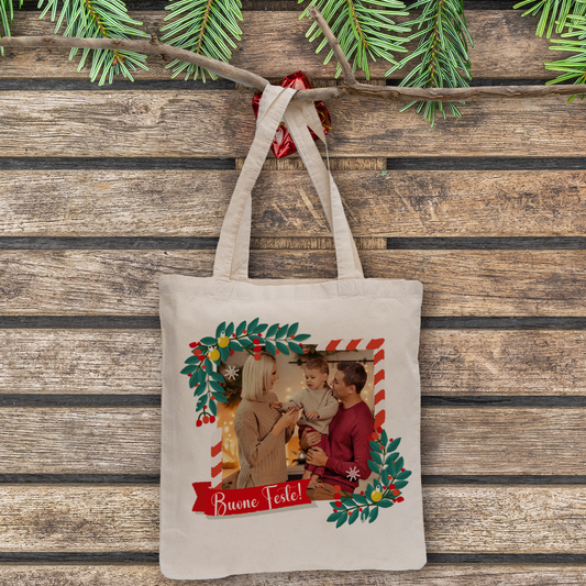 Buone feste - Shopper In Cotone - personalizzata con foto