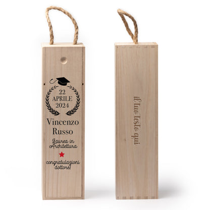 Laurea - portabottiglia in legno - personalizzato