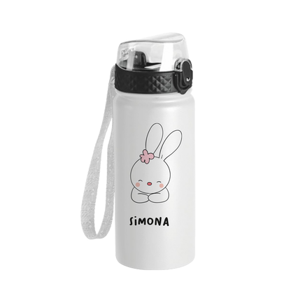 Girl Rabbit - Borraccia termica da 550 ml - personalizzata con nome