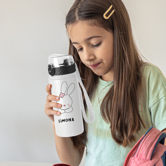 Girl Rabbit - Borraccia termica da 550 ml - personalizzata con nome