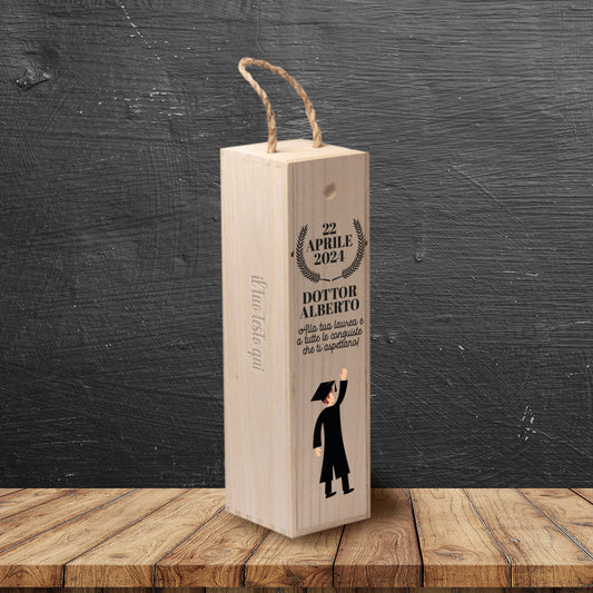 Dottor - portabottiglia in legno - personalizzato