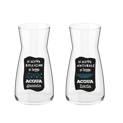 Liscia e Gassata - Coppia Caraffe Brocche Personalizzate Adatte ad Acqua Vino Birra Tutte le Bevande