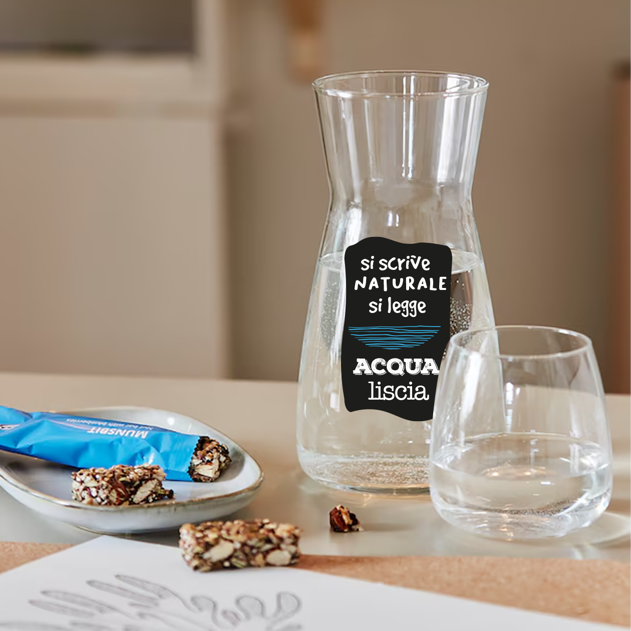 Liscia e Gassata - Coppia Caraffe Brocche Personalizzate Adatte ad Acqua Vino Birra Tutte le Bevande