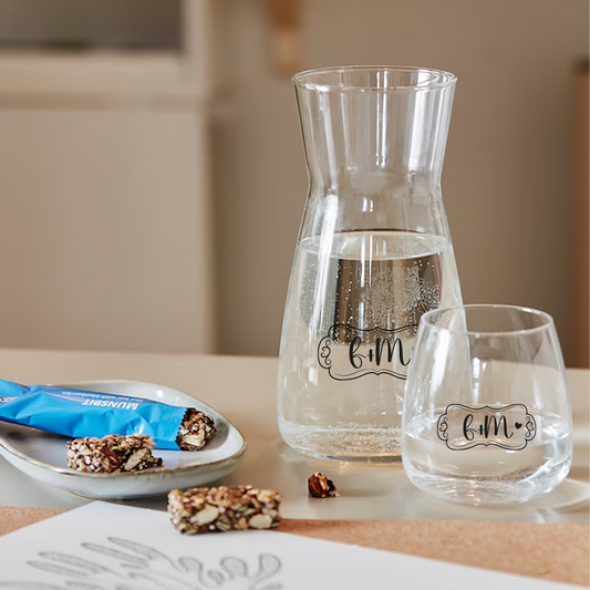 Coppia iniziali - Set Caraffa e 6 Bicchieri personalizzati con iniziali