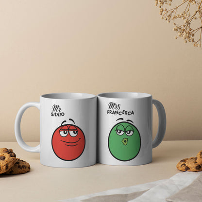 Mr e Mrs - Coppia tazze Mug - personalizzata con nomi