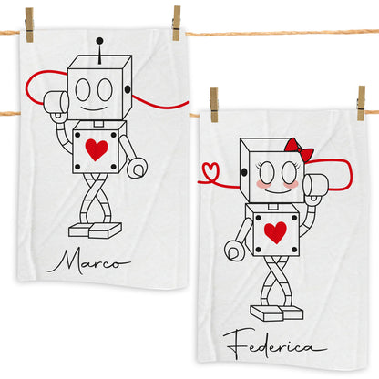 Love robot - Coppia Plaid - personlizzata con nomi