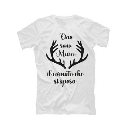 Il cornuto che si sposa - T-shirt - idea regalo addio al celibato - personalizzato con nome