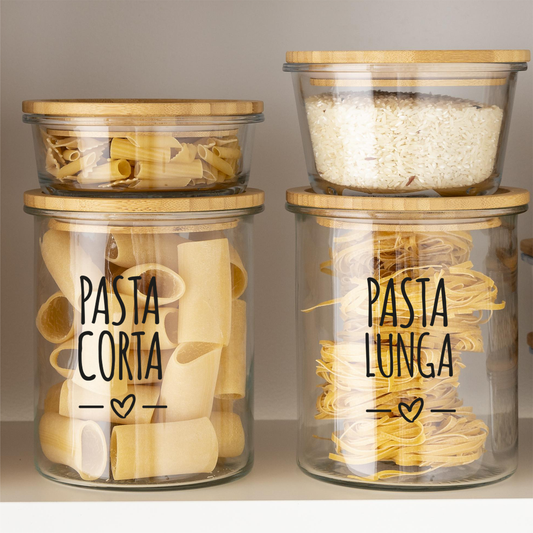 Pasta corta o lunga - Set 2 barattoli salvafreschezza - borosilicato