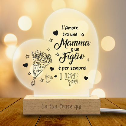 L'amore tra una mamma e un figlio è per sempre - Lampada - Plexiglass personalizzata