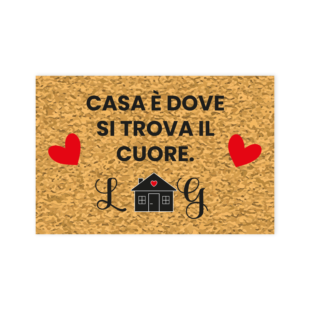 Casa è dove si trova il cuore - Tappeto - personalizzato con iniziali