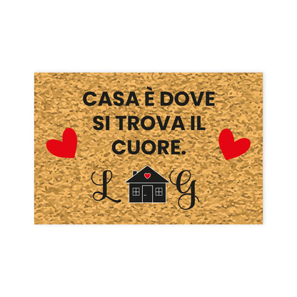 Casa è dove si trova il cuore - Tappeto - personalizzato con iniziali