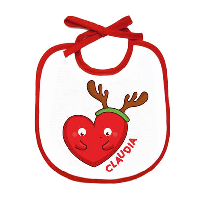 Renna Heart - Bavetto - personalizzato con nome