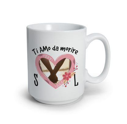 Ti amo da morire - Tazza mug - personalizzata con foto e iniziali