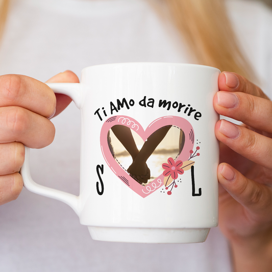 Ti amo da morire - Tazza mug - personalizzata con foto e iniziali