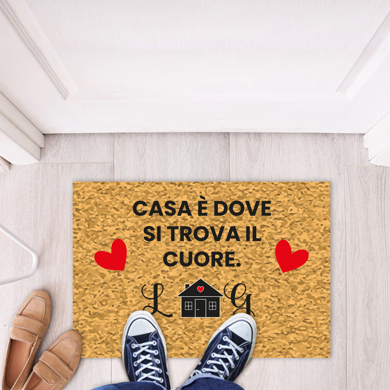 Casa è dove si trova il cuore - Tappeto - personalizzato con iniziali