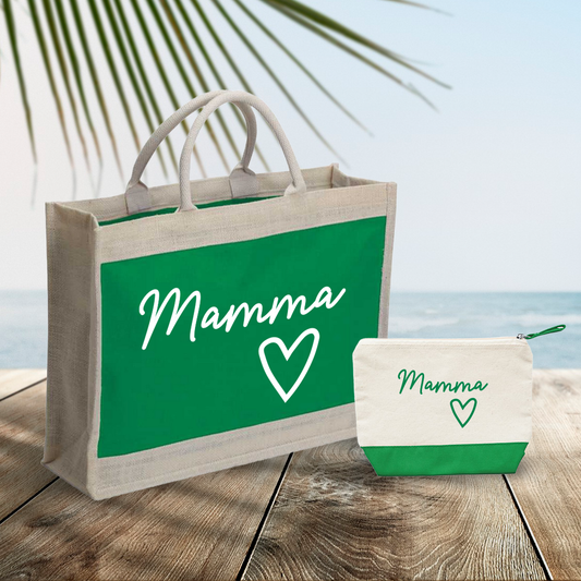Mamma heart - Combo: Borsa mare + Pochette