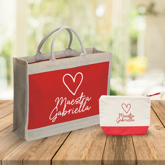 Maestra Heart - Combo: Borsa mare + Pochette - personalizzata con nome