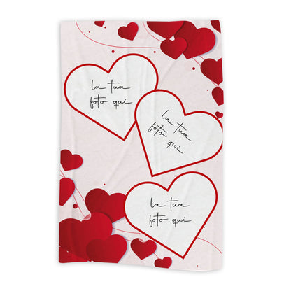 3 Hearts - plaid in pile - personalizzato con foto