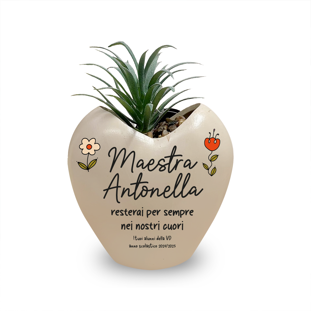 Maestra resterai per sempre nei nostri cuori - Piantina con vaso - personalizzata con nome