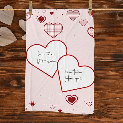 2 Hearts - plaid in pile - personalizzato con foto