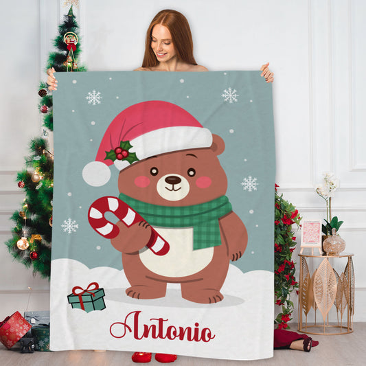 Christmas Bear - Plaid, coperta Natalizia Idea Regalo Natale - personalizzato con nome