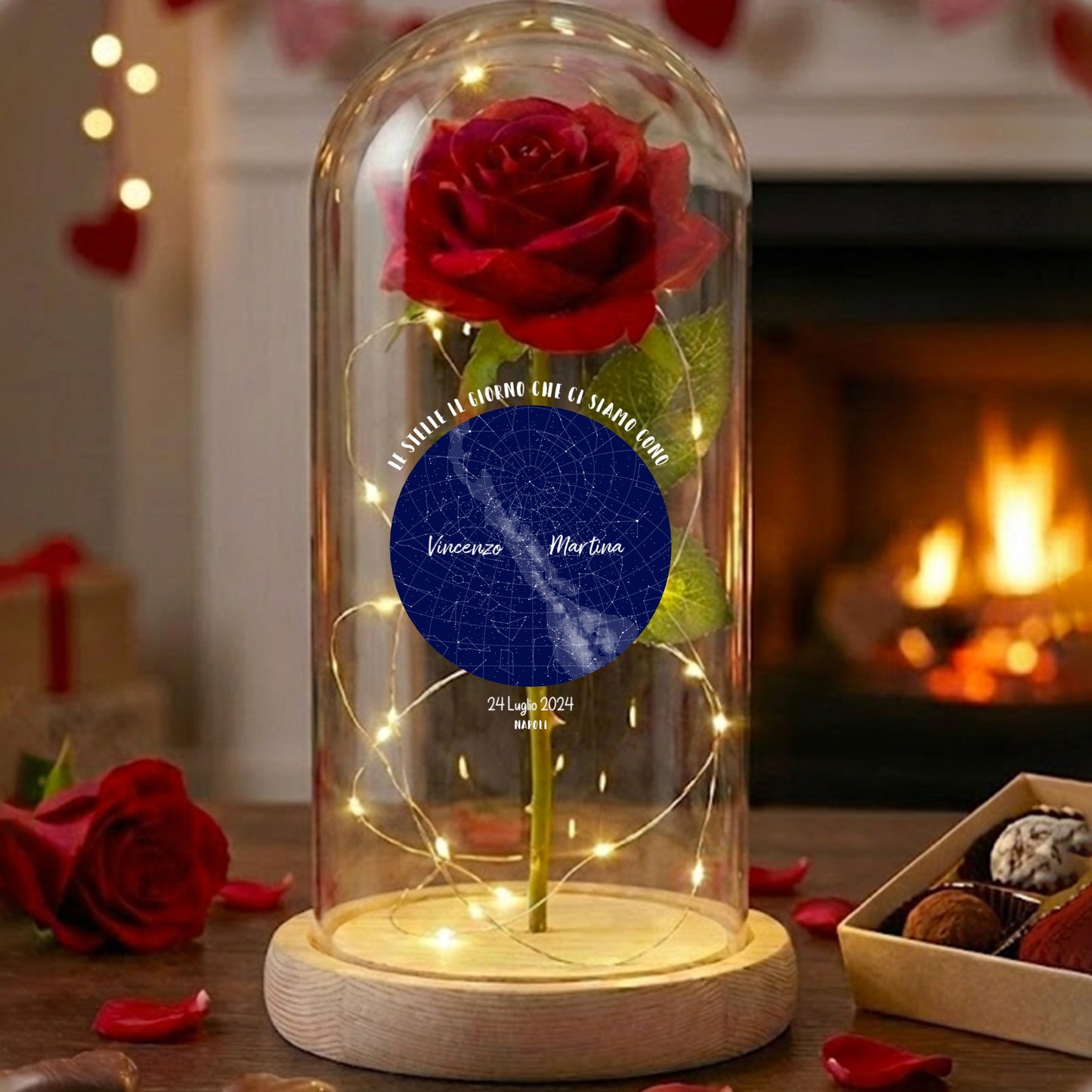 Rosa Lampada con Mappa Stellare personalizzazione Fai da Te