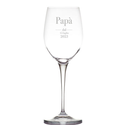 Papà dal... - Calice Bicchiere da Vino - personalizzato con data