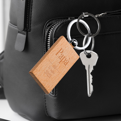 Papà dal - Portachiavi in Legno personalizzato con Incisione
