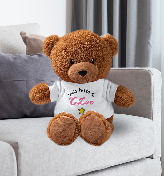 Sono tutto di - Teddy - Orsacchiotto di Peluche con Maglietta Personalizzata