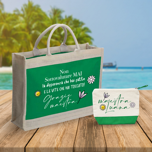 Le vite che hai toccato - Combo: Borsa mare + Pochette - personalizzata con nome