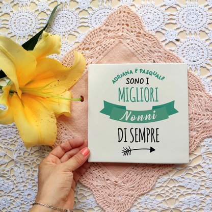 I migliori nonni di sempre - Mattonella in Ceramica - personalizzati con nomi
