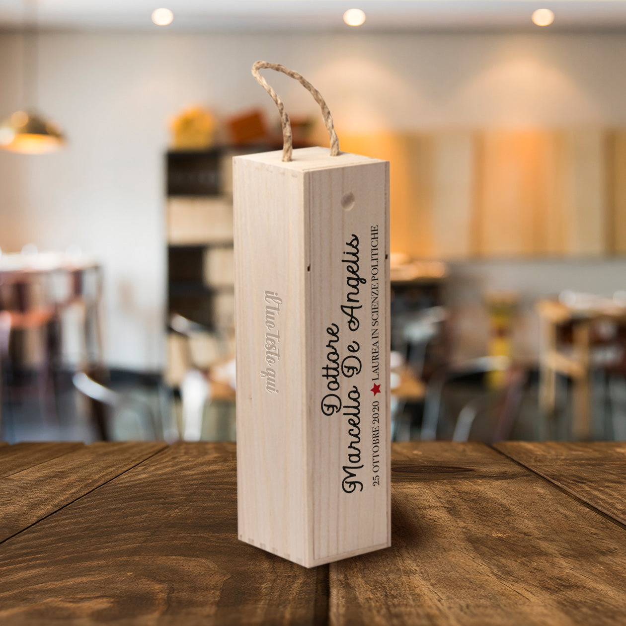 Dottore - portabottiglia in legno - personalizzato