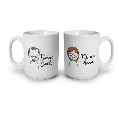 Nonno e nonna - Coppia tazze Mug - personalizzata con nomi