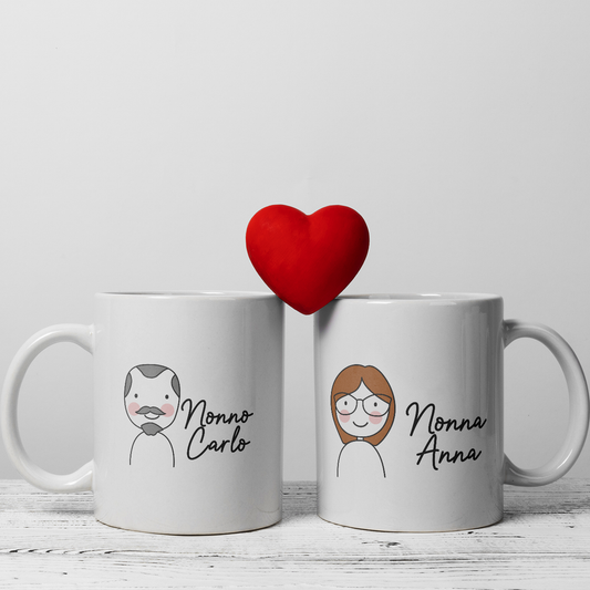 Nonno e nonna - Coppia tazze Mug - personalizzata con nomi
